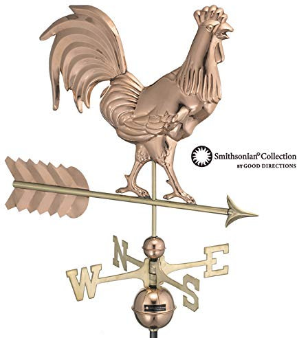 Good Directions Smithsonian Rooster Weathervane, Pure Copper