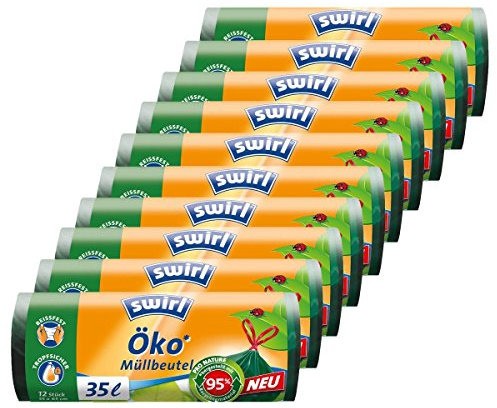 Swirl Öko Müllbeutel 35L 12 stk./ Rolle mit Zugband (10er Pack)