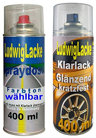 Ludwiglacke Brillantschwarz A2A2 für Audi Spraydosen Set Autolack & Klarlack je 400ml