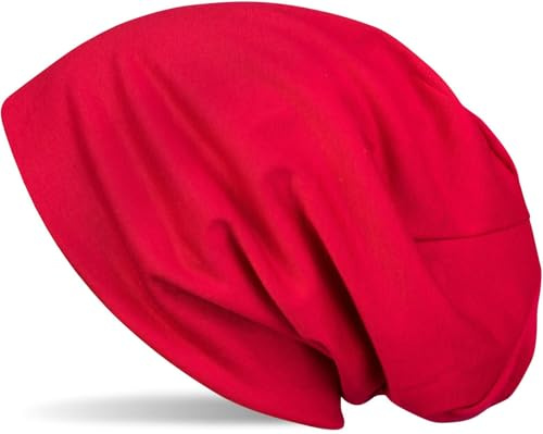 styleBREAKER Classico Berretto Morbido, Leggero e soffice, Cuffia Lunga, Unisex 04024018, Colore:Rosso