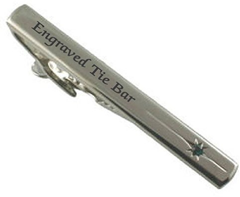 Smaragd Grün Kristall mit Gravur Krawattenklammer Bar ~ personalisierbar Krawattennadel plus select Geschenk Tasche