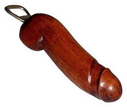 Witziger Party Flaschenöffner Bier Erotik Art Dekoration Handarbeit Schnitzerei Geschenk-Idee Holz Phallus