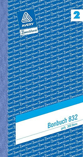 832 Bonbuch, Kompaktblock, mit Kellner-Nr., 2 x 50 Blatt, gelb
