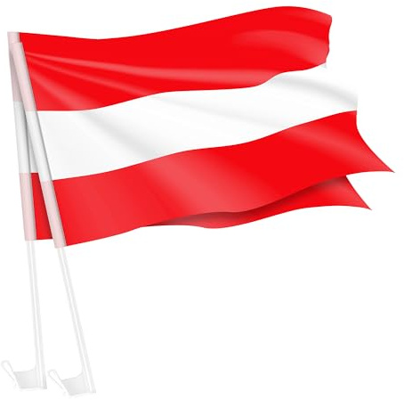 Piersando Autofahne Set 2 Stück Auto Fahne Fussball EM WM 2026 Länderflagge Fanartikel Land Flagge Autoset Eishockey Handball Basketball Österreich