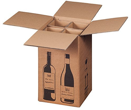 10x Flaschenversandkarton Weinkarton für 4 Weinflaschen (PTZ Zertifikat - DHL/UPS)