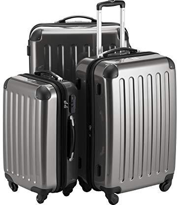 Hauptstadtkoffer ALEX Set di 3 Valigie – Bagaglio a Mano 55 cm, Valigia Media 65 cm e Valigia Grande 75 cm, Rigide ABS+PC, Lucchetto a Combinazione, Titanio o