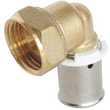 SOMATHERM FOR YOU, Raccord à sertir écrou tournant coudé 20/27 pour tube PER Ø16 - Installation rapide et fiable, acier inoxydable, compatible avec outils H, U, RF, pression max 10 bars