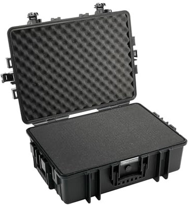 B&W Transportkoffer Outdoor - Typ 6500 Schwarz - mit Würfelschaum - wasserdicht nach IP67 Zertifizierung, staubdicht, bruchsicher und unverwüstlich