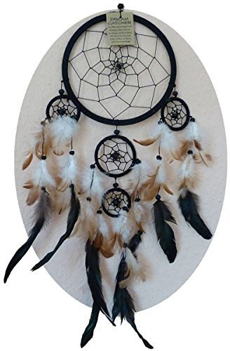 Simandra Original handgefertigter Traumfänger – hängender Dreamcatcher aus natürlichen Materialien handgefertigt ca. 80 cm lang, Durchmesser größter Ring 27 cm