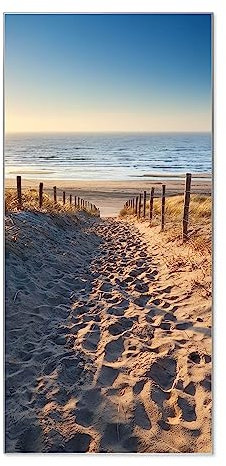 banjado® Magnettafel 37 x 78cm / Magnetwand aus Metall/Magnetpinnwand als Memoboard/Pinnwand Magnettafel Küche, Büro, Kinderzimmer inkl. 4 Magnete & Montageset - Motiv Nordseestrand