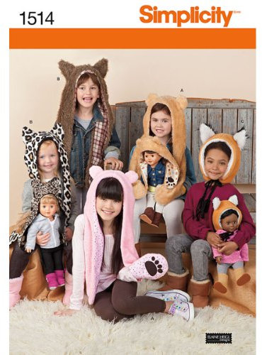 Simplicity 1514 Schnittmuster für Puppen- und Mädchenhut, 45,7 cm, Größen S-L
