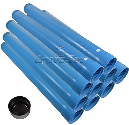 Agora-Tec® Brunnenrohr Set 4 Zoll DN 100 | 10 m | Schlitzweite 0,75 mm | 1 Set