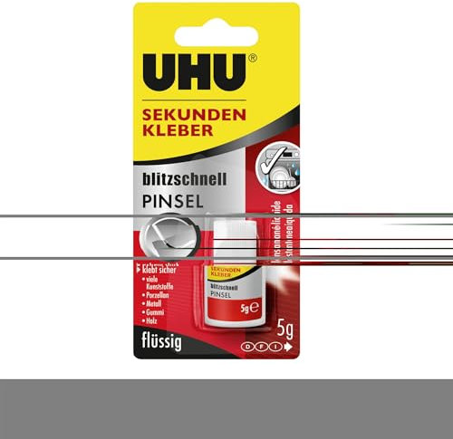 UHU© Sekundenkleber blitzschnell mit Pinsel - Flasche mit 5 g, Infokarte