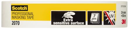 Scotch Ruban de Masquage 2070 Surfaces Super Delicates, Intérieur, 1 rouleau de 24 mm x 50 m
