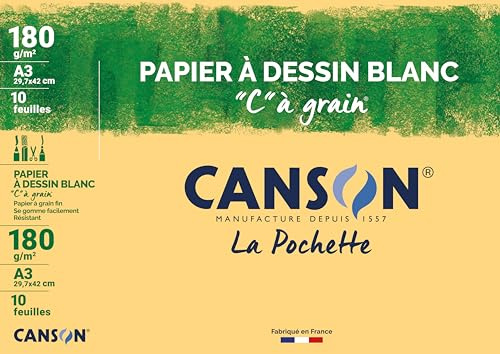 CANSON 200027106 Zeichenpapier, DIN A3, 180 g/qm
