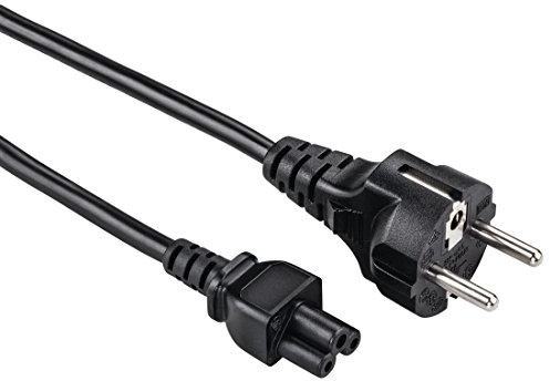 Hama Netzkabel für Notebook 1,5m (Stromkabel für Laptop, Netzteil, Monitor und TV, Schutzkontakt Stecker Typ F, 3-polige Kleeblatt Kupplung) schwarz