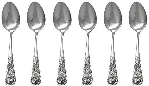 GRÄWE Espressolöffel 6-teilig, Edelstahl, Serie Rosendekor, silberfarben