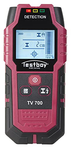 Testboy TV 700 digitaler Wandscanner (praktische Ampelanzeige, kontrastreiches LCD mit Hintergrundbeleuchtung, automatische Kalibrierung), Rot/Schwarz