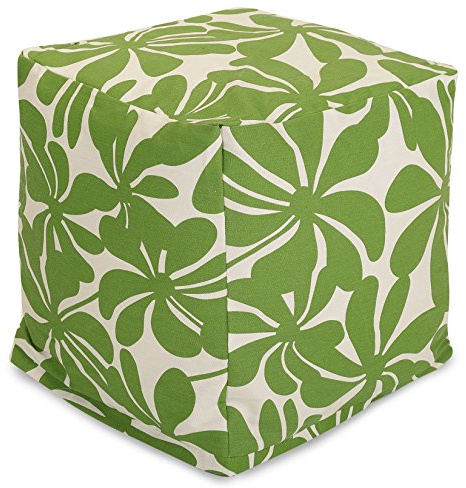Majestic Home Goods Plantation Indoor/Outdoor Bean Bag Ottoman Pouf Cube, 17 L x 17 W x 17 H, Sage