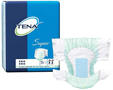 TENA ProSkin Super Adult Incontinence Brief XL Heavy Absorbency Overnight, 68011, 64, 15 Ct