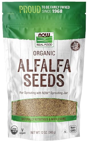 NOW Foods, Organic Alfalfa Seeds For Sprouting, Grown in the USA, Certified Non-GMO, 12-Ounce (Packaging May Vary)