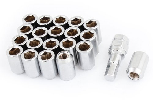 sourcing map 20 Piezas 12 X 1.5mm Hexagonal Bloqueo Rueda Aleta Tuercas Tono de Plata con Hexagonal Llave