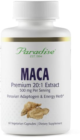 Paradise Herbs Maca Root Extract, Super Potent, Ultra Pure, Vegan, Non GMO, Gluten Free, 60 Vegetarian Capsules