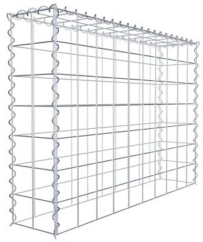GABIONA Cesta de piedra de gavión rectangular, malla de 10 x 10 cm, profundidad de 20 cm, cesta de cultivo tipo 3, cierre de espiral, galvanizado (100 x 70 x 20 cm)