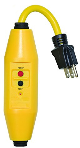 Tower Manufacturing 30438023 Heavy Duty Commercial Grade 15 AMP Auto-Reset Inline User Attachable GFCI Plug, SJTW Cord Guage Acceptance 16/3, 14/3, 12/3, Yellow