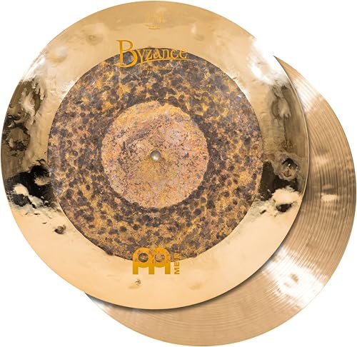 Meinl Cymbals Byzance Dual Hihat Platillo de 15 pulgadas (video) para batería (38,10 cm) B20 bronce, acabado crudo y brillante (B15DUH)