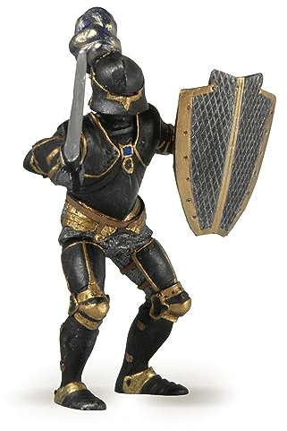 Papo Ritter-in-Schwarzer-Rüstung-Figur Spielzeug, ab 3 Jahren | Eine Welt fantastischer Ritterschaft | handbemalt | ein eleganter dunkler Farbton | Sammlerstück | originelle Geschenkidee