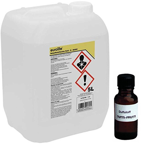 5 L Eurolite B (Basic) Nebelfluid + 30 ml Duftstoff Tropic-Tutti-Frutti, Smoke-Fluid, Nebel-Fluid-Flüssigkeit für Nebelmaschine (5 L Fluid -B- + Duft Tropic-Tutti-Frutti)