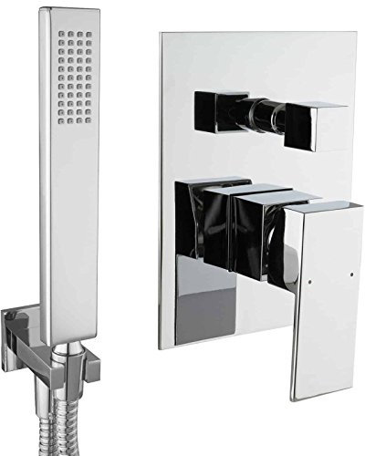 PaulGurkes Unterputz Mischbatterie mit Handbrause Wandanschlussbogen Brauseschlauch 2-Wege UP Armatur eckig individuell Design Einhebelmischer Einhand Mischbatterie