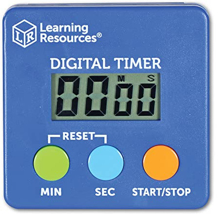 Learning Resources Digitaler Timer zum Rückwärts- und Vorwärtszählen, ab 5 Jahren, leicht bedienbarer Countdown- und Stoppuhr-Timer mit Piepton für Kinder, Unterricht und Spiele