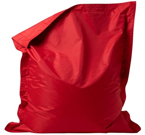 Bean Bag Bazaar Kids Bean Bag, Red, Water Resistant Fabric, Floor Cushion, Beanbag for Indoor and Outdoor Use with Filling Included, 125cm x 100cm, Gaming, Bedroom, Playroom, Garden