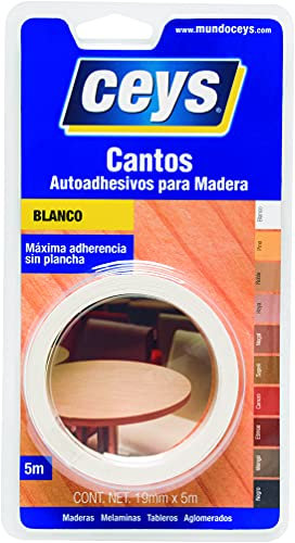 ceys - Canto autoadhesivo blanco - Fácil aplicación - Resistente al agua - 5 M