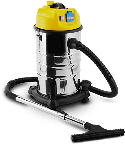 KLARSTEIN Clean Room - Aspirador En Húmedo, Aspirador En Seco, Industrial, 1400 W, Depósito De Acero Inoxidable De 30L, Desconexión De Protección, Clase De Protección IP44, Amarillo Plateado