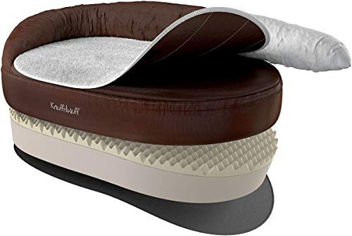 Knuffelwuff Orthopädisches Hundebett Jessy waschbar Hunde ortho bed Hundesofa Hundekorb Hundekörbchen orthopädisch memory Braun XXL 120 x 75cm