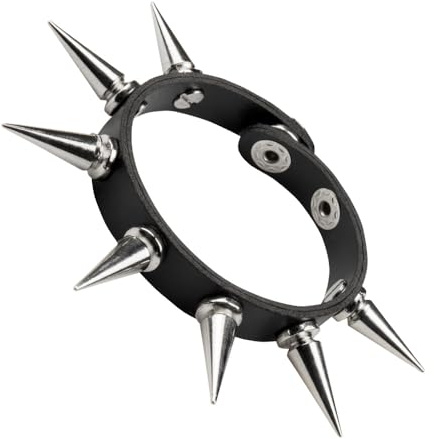 Boland 64461 - Bracelet Spike de Luxe, bracelet avec rivets pointus, imitation cuir, taille réglable, punk, rock, années 80, déguisement, carnaval, fête à thème, Halloween