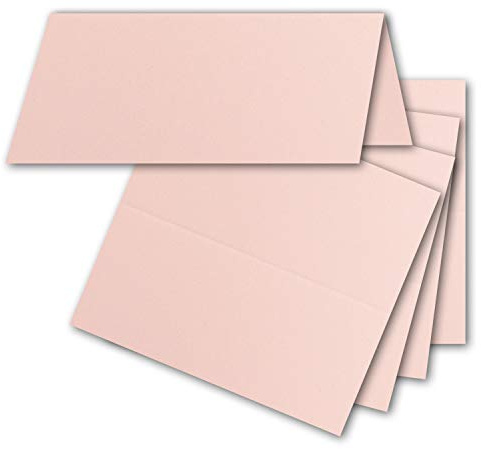 50 x bordskort i rosa – 4,5 x 10 cm – tomma – dubbla kort – som platskort och namnkort för bröllop och fester