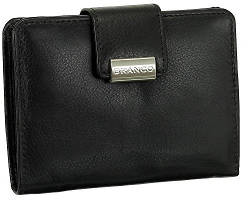Ledershop24 Leder Damen Geldbörse Portemonnaie Geldbeutel XXL mit Druckknopf 10 cm Farbe Schwarz
