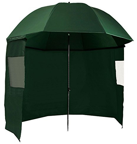 CampFeuer Angelschirm mit Seitenwand | Bogenspannweite 3 m | Angel Schirmzelt mit Windschutz und Erdnägeln | Karpfenzelt, Angelzelt, Schirmzelt Angeln, Fischerschirm, Campingschirm