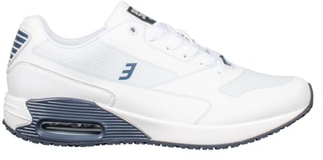 Safety Jogger Oxypas Zapatos de trabajo para hombre 47 EU Justin Zapatillas de trabajo ultraligeras, entrenadores de seguridad antideslizantes, ideales para hospitales, salud, cocinas, color blanco