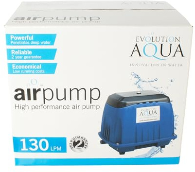 Evolution Aqua Air Pump – Quiet Fish Oxygen Pump & Pond Aerator for Outdoor Ponds, Koi Ponds, Fish Tanks | Reliable Oxygenator with Air Stones | Models 70–150 LPM