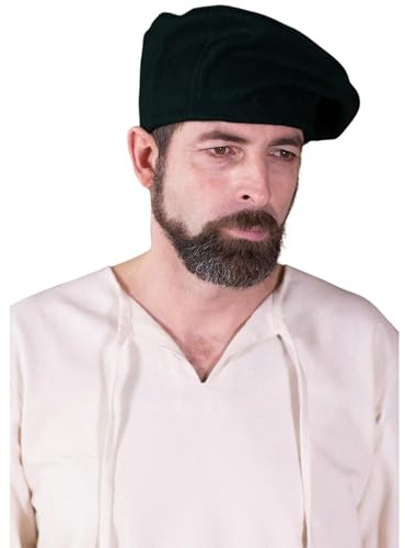 Burgschneider Mittelalter Barett Harald aus Wolle - Historische Landsknecht Mütze - Renaissance Kopfbedeckung für LARP, Cosplay & Mittelaltermarkt