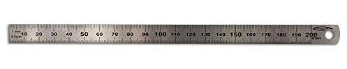 GRAPHOPLEX Regla de metal flexible 20 cm - Regla de precisión de graduación de doble milímetro - Grabado químico y térmico duradero - Medición, trazado - Herramienta de geometría irrompible