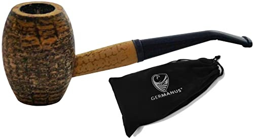 GERMANUS Original Corncob Pfeife - Dark Egg, Bent - Tabakpfeife inkl. Pfeifenbeutel