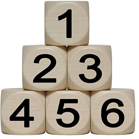 „1–6“ Holzwürfel 30 mm - 1 Stück