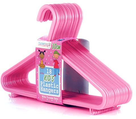 HANGERWORLD Kleiderbügel aus Kunststoff mit Bügel für Hosen/Röcke für Baby- und Kleinkind-Kleidung, 36 Stück - 30 cm, Pink