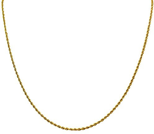 Catenina a corda in argento Sterling 925 placcato in oro 18 ct, stile: italiano, spessore: 1 mm - Collana, braccialetto o cavigliera con chiusura ad anello - Lunghezze: 15 cm; 20 cm; 25 cm; 30 cm; 35 cm; 40 cm; 45 cm; 50 cm; 55 cm; 60 cm; 65 cm; 70 cm; 75 cm; 80 cm; 85 cm; 90 cm; 95 cm; 100 cm. e placcato oro, cod. 6inch/15cm_1mm_18K_Gold_Rope